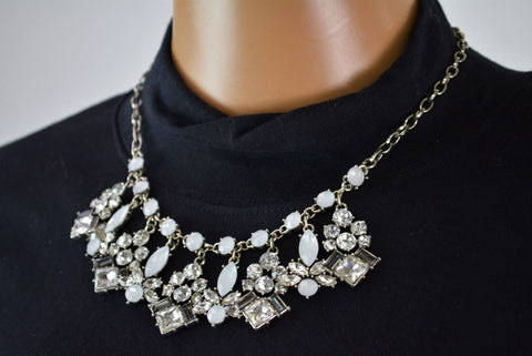 Nordstrom Joe Fresh Women's White Embellish Rhinestone Necklace Fashion Jewelry - evorr.com