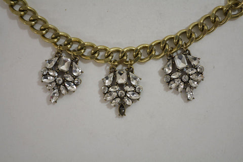 Nordstrom Joe Fresh Women's Brass Rhinestone Link Chain Necklace Fashion Jewelry - evorr.com