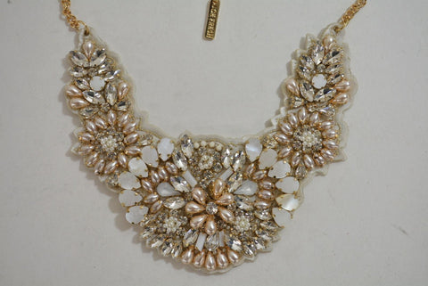 Nordstrom Joe Fresh Women's Pink Pearls Gems Gold Chain Necklace Fashion Jewelry - evorr.com