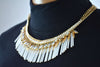 Nordstrom Joe Fresh Womens Gold Chain Stone Fringed Bib Necklace Fashion Jewelry - evorr.com