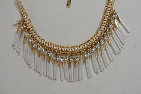 Nordstrom Joe Fresh Womens Gold Chain Stone Fringed Bib Necklace Fashion Jewelry - evorr.com