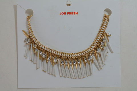 Nordstrom Joe Fresh Womens Gold Chain Stone Fringed Bib Necklace Fashion Jewelry - evorr.com