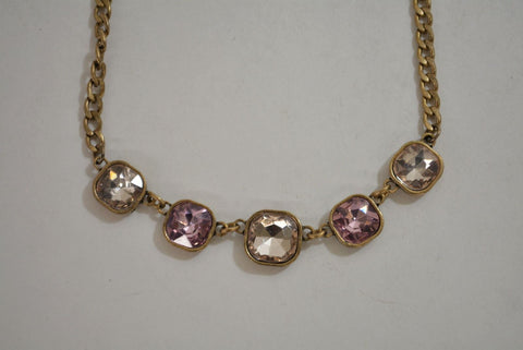 Nordstrom Joe Fresh Women's Pink Cut Stone Gold Chain Fashion Necklace Jewelry - evorr.com