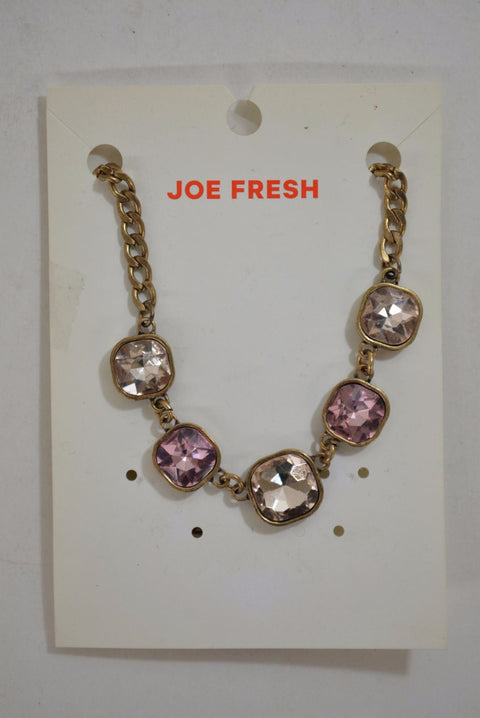 Nordstrom Joe Fresh Women's Pink Cut Stone Gold Chain Fashion Necklace Jewelry - evorr.com