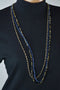 Nordstrom Joe Fresh Women's Blue 3-Layer Beaded Gold Long Chain Necklace Jewelry - evorr.com