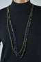 Nordstrom Joe Fresh Women's Blue 3-Layer Beaded Gold Long Chain Necklace Jewelry - evorr.com