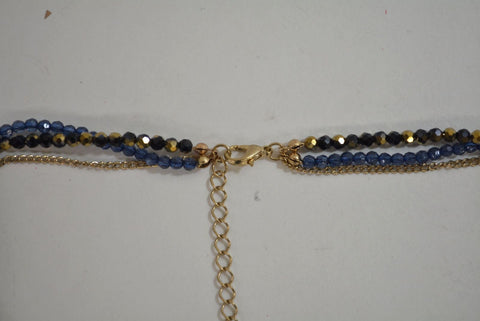 Nordstrom Joe Fresh Women's Blue 3-Layer Beaded Gold Long Chain Necklace Jewelry - evorr.com