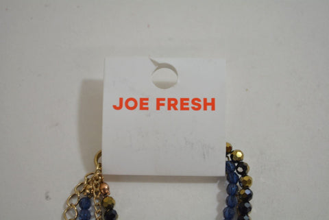 Nordstrom Joe Fresh Women's Blue 3-Layer Beaded Gold Long Chain Necklace Jewelry - evorr.com