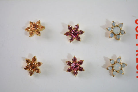 Nordstrom Joe Fresh Womens 3-Pairs Rhinestone Floral Stud Earrings Party Jewelry - evorr.com