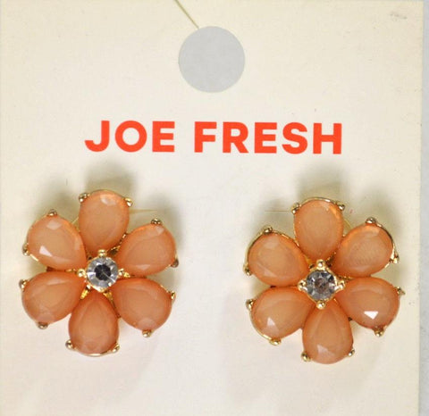 Nordstrom Joe Fresh Women's Peach Gold Rhinestone Floral Stud Earrings Jewelry - evorr.com