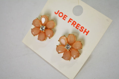 Nordstrom Joe Fresh Women's Peach Gold Rhinestone Floral Stud Earrings Jewelry - evorr.com
