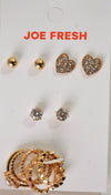 Nordstrom Joe Fresh Women's 3-Pairs Gold Stud Earrings 5-Finger Ring Set Jewelry - evorr.com