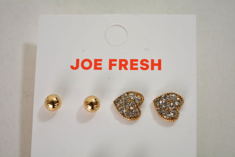 Nordstrom Joe Fresh Women's 3-Pairs Gold Stud Earrings 5-Finger Ring Set Jewelry - evorr.com