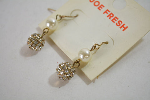 Nordstrom Joe Fresh Womens Pearl Rhinestone Ball Dangle Earrings Fashion Jewelry - evorr.com