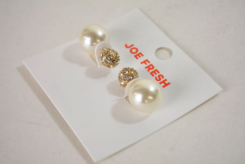 Nordstrom Joe Fresh Womens Pearl Rhinestone Double-Side Earrings Fashion Jewelry - evorr.com