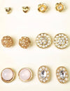 Nordstrom Joe Fresh Women's 6-Pair Rhinestone Floral Gold Stud Earrings Jewelry - evorr.com