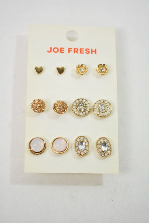 Nordstrom Joe Fresh Women's 6-Pair Rhinestone Floral Gold Stud Earrings Jewelry - evorr.com