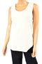 New JM Collection Women Scoop-Neck Stretch Beige Wave-Textured Tank Blouse Top L