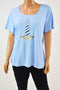 New Karen Scott Women Short Sleeves Blue Lighthouse Graphic T-Shirt Blouse Top L