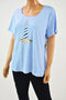 New Karen Scott Women Short Sleeves Blue Lighthouse Graphic T-Shirt Blouse Top L