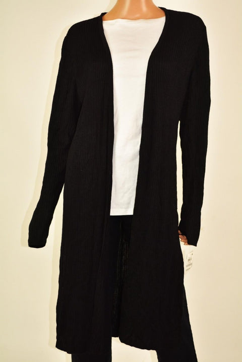 INC Concepts Women Open-Front Black Ribbed Knit Long Cardigan Shrug Top Plus 1X