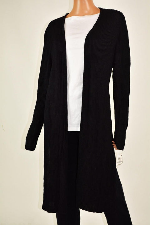 INC Concepts Women Open-Front Black Ribbed Knit Long Cardigan Shrug Top Plus 1X