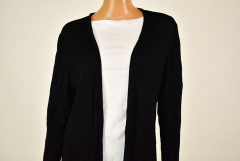 INC Concepts Women Open-Front Black Ribbed Knit Long Cardigan Shrug Top Plus 1X