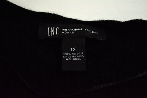 INC Concepts Women Open-Front Black Ribbed Knit Long Cardigan Shrug Top Plus 1X
