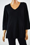 Karen Scott Women V Neck 3/4 Sleeve Luxsoft Black Knit Tunic Sweater Top Plus 3X