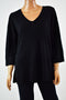 Karen Scott Women V Neck 3/4 Sleeve Luxsoft Black Knit Tunic Sweater Top Plus 3X