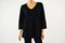 Karen Scott Women V Neck 3/4 Sleeve Luxsoft Black Knit Tunic Sweater Top Plus 3X