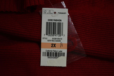 JM Collection Women Red Open Front Draped Ribded Knit Cardigan Shrug Top Plus 2X