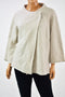 New JM Collection 3/4 Sleeve Wool Beige Wrap Front Snap Button Jacket Cardigan M