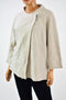 New JM Collection 3/4 Sleeve Wool Beige Wrap Front Snap Button Jacket Cardigan M