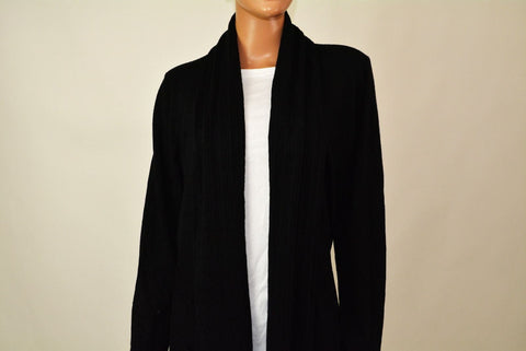 Karen Scott Womens Black Open Front Draped Cable Knit Cardigan Shrug Top Plus 2X