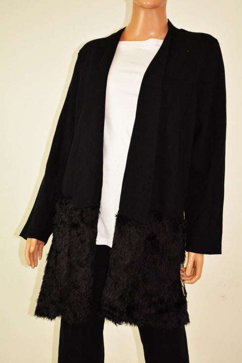 New Alfani Women's Black Open Front Faux-Fur Eyelash Cardigan Shrug Top Plus 3X