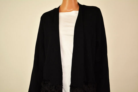 New Alfani Women's Black Open Front Faux-Fur Eyelash Cardigan Shrug Top Plus 3X