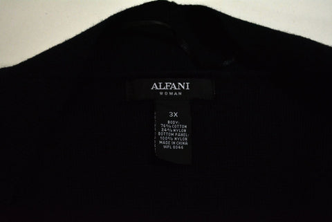 New Alfani Women's Black Open Front Faux-Fur Eyelash Cardigan Shrug Top Plus 3X