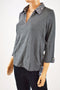 Karen Scott Women's 3/4 Sleeve Cotton Gray Animal-Print Collar Blouse Top Size M
