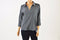 Karen Scott Women's 3/4 Sleeve Cotton Gray Animal-Print Collar Blouse Top Size M