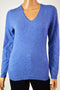 $84 Charter Club Women's V-Neck Slim Fit Cashmere Blue Luxury Knit Sweater Top S