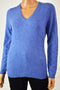 $84 Charter Club Women's V-Neck Slim Fit Cashmere Blue Luxury Knit Sweater Top S