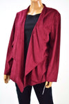 JM Collection Women's Purple Faux-Suede Draped Open-Front Cardigan Shrug Top 2XL