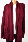 Karen Scott Women's Red Open Front  Draped Cable Knit Cardigan Shrug Top Plus 2X