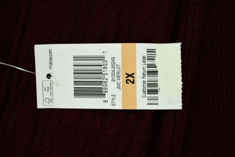 Karen Scott Women's Red Open Front  Draped Cable Knit Cardigan Shrug Top Plus 2X