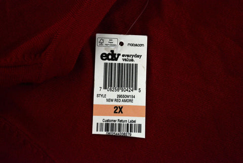 Charter Club Womens Long Sleeve Red Button Front Knit Cardigan Shrug Top Plus 2X - evorr.com