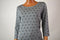 Karen Scott Women's Scoop Neck 3/4 Sleeves Gray Polka Dot Knit Sweatshirt Top M