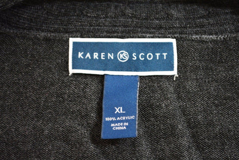 New Karen Scott Women's Draped Gray Open Front Cable Knit Cardigan Shrug Top XL