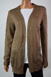 Karen Scott Womens Long Sleeve Brown Open Front Marled Knit Cardigan Shrug Top M