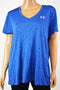 Under Armour Women's V-Neck Short Sleeves Blue Heatgear Jacquard Blouse Top XL
